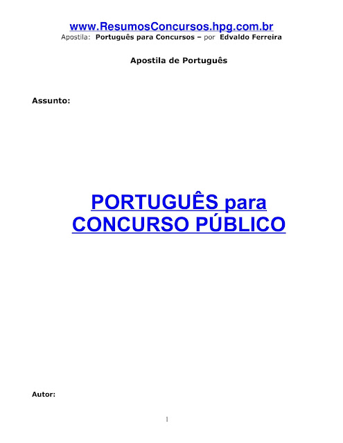 APOSTILA DE PORTUGUÊS PARA CONCURSOS PÚBLICOS
