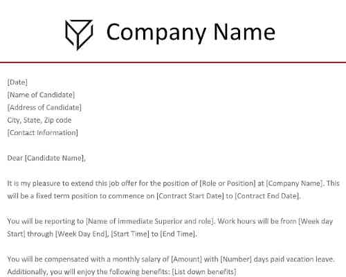 Contract Offer Letter Contract Offer Letter