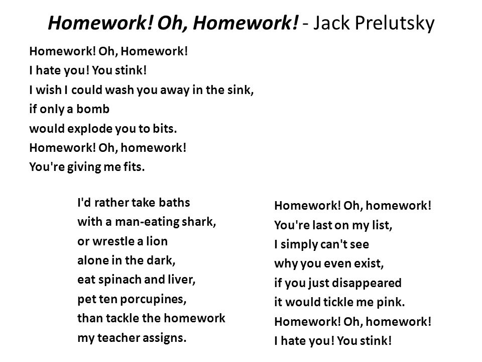 Jack prelutsky i hate homework image