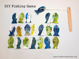 Make Easy DIY Fishing Game- Transform your child's artwork into little fish and have fun playing this fishing game!