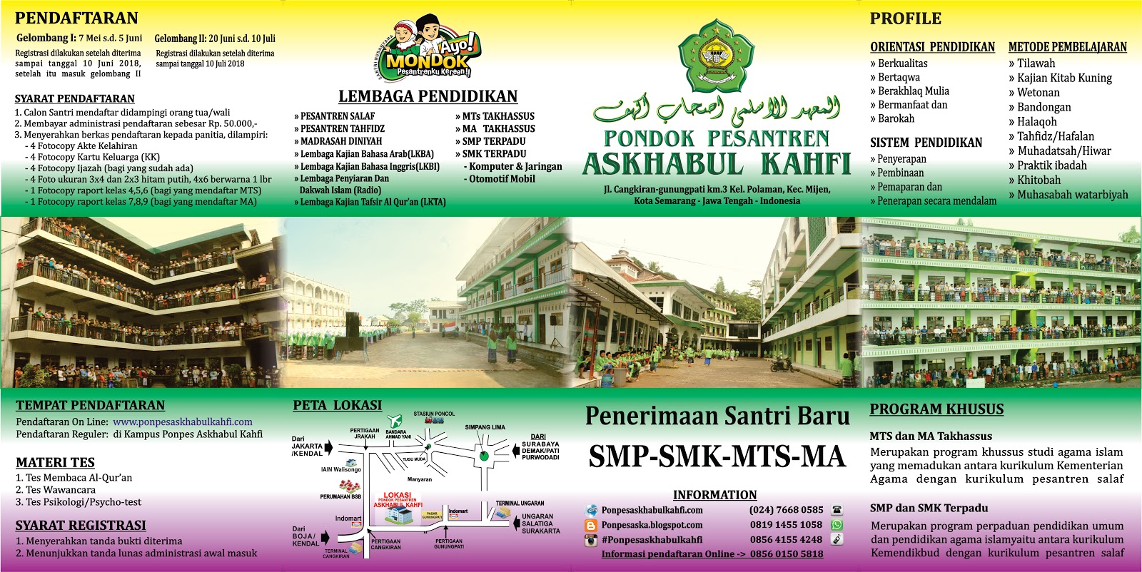 INFORMASI PENDAFTARAN SANTRI BARU 2018/2019 PONDOK