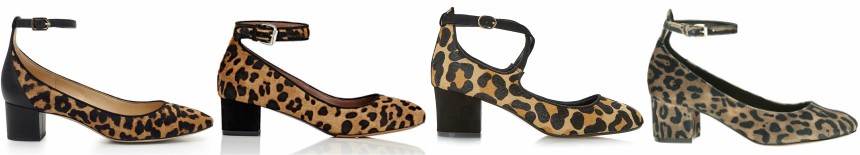One of these pairs of block heel leopard pumps is from Tabitha Simmons for $775 and the other three are under $84. Can you guess which one is the more expensive pair? 