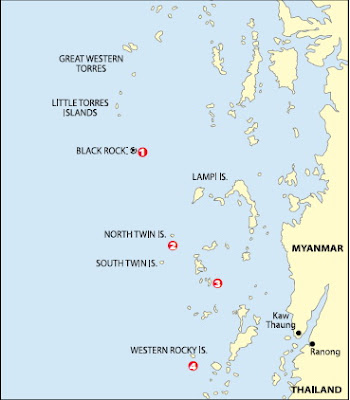 Map of diving at Mergui Archipelago
