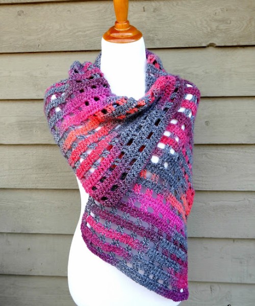 Heathered Eyelets Wrap - Free Crochet Pattern