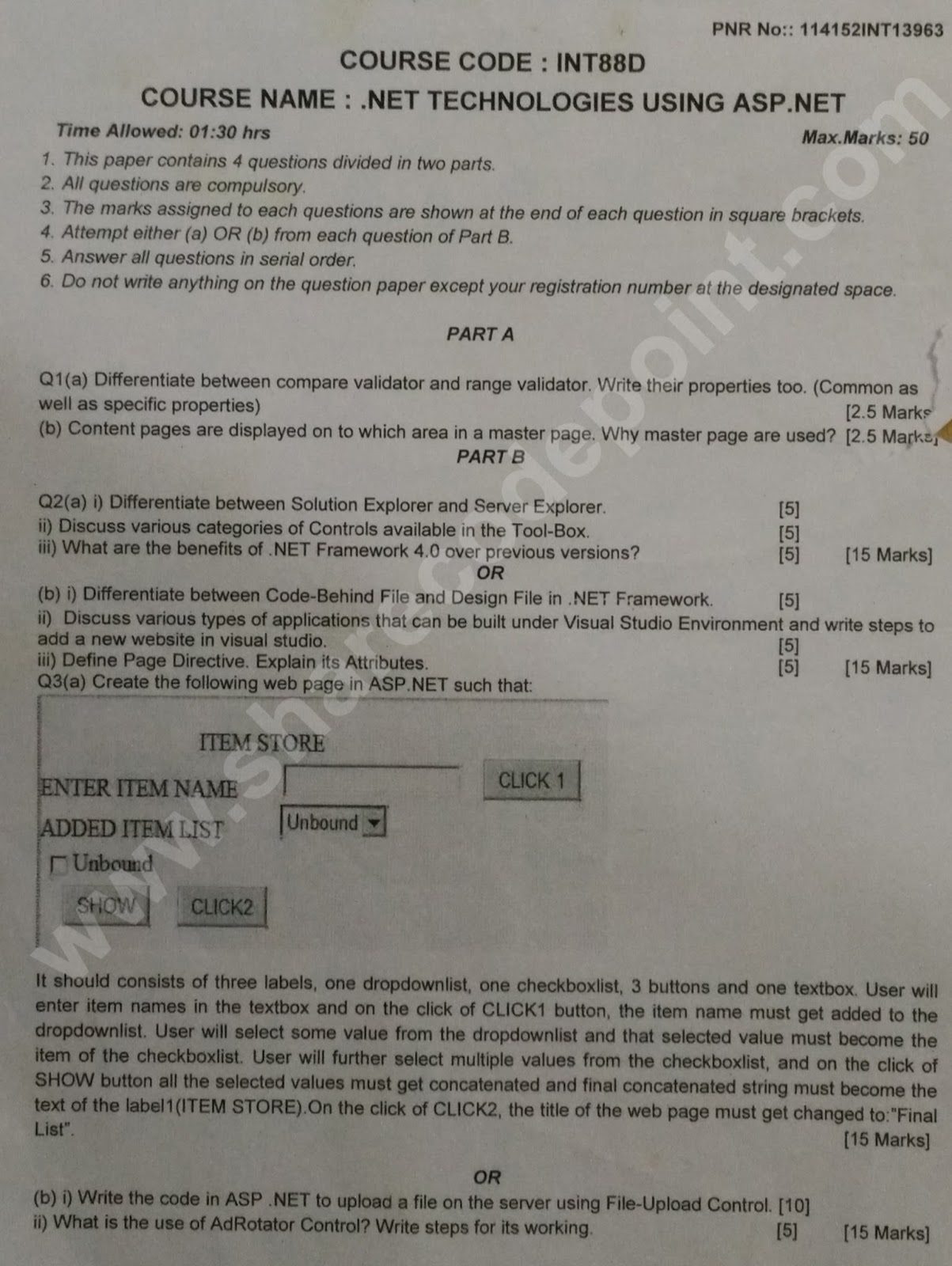 INT88D Technologies Using Mid Term Exam Question Paper