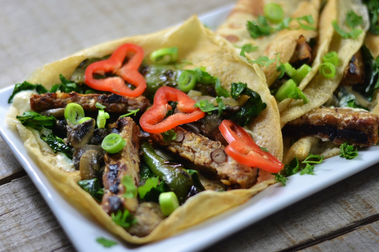 Grilled Tempeh and Mushroom Crepes Vegan Magic Time