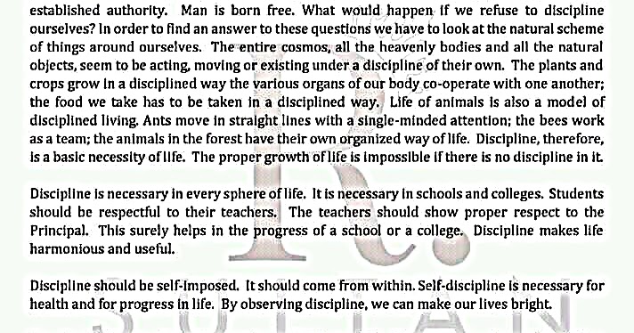 Value of discipline essay 200 words picture