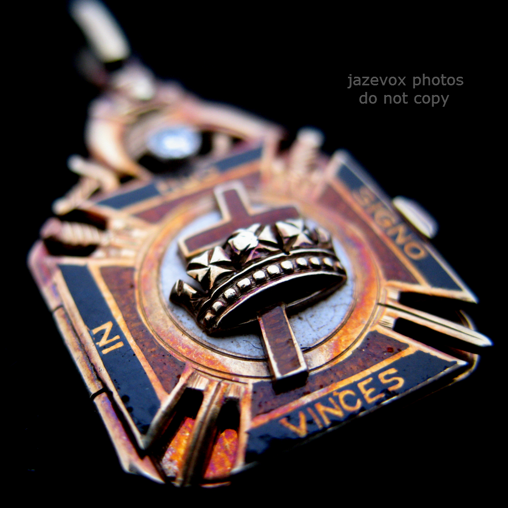 TropicalFEEL: ANTIQUE Old MASON MASONIC MASONRY 14K Solid GOLD DIAMOND ENAMEL Necklace PENDANT