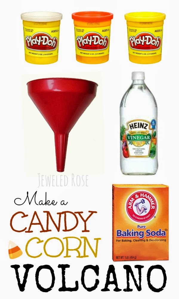Make a candy corn volcano- a super fun Fall Science activity for kids!