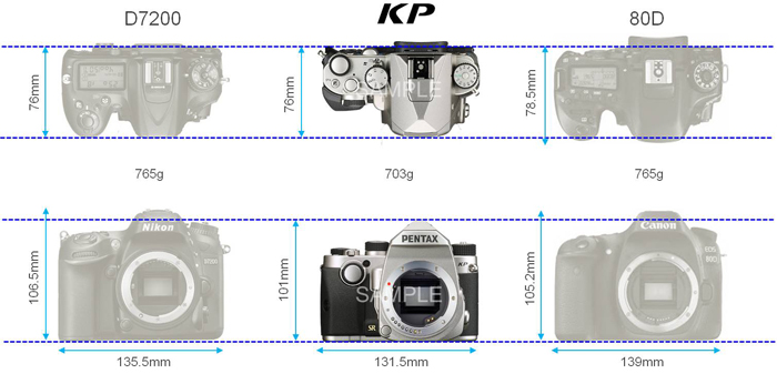 RiceHigh's Pentax Blog: Size Comparisons of KP (against K-1, D500 and 80D)