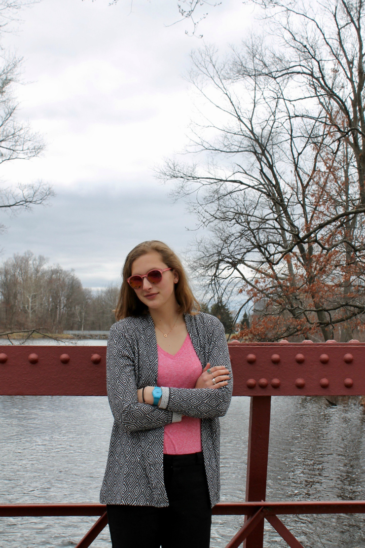 Ankle dress pants, bleached Converse and jacket for Spring outfit #fashion