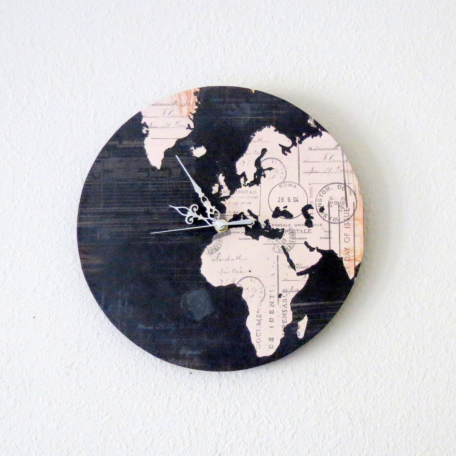 Auction Map Wall Clock Heart Strings
