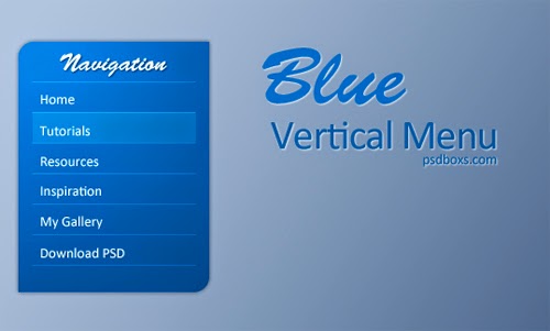 Free PSD Blue Vertical Menu