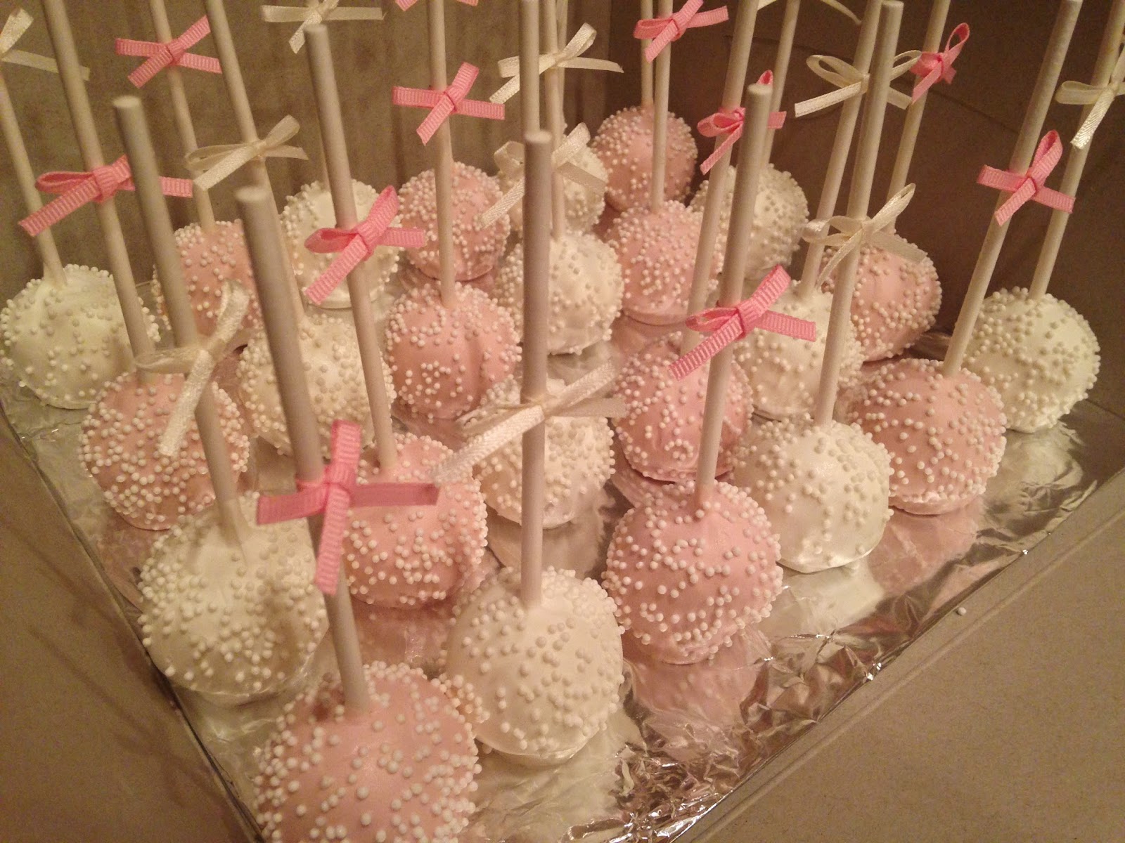 Joyce Gourmet: Light Pink &amp; White Bridal Shower Cake Pops