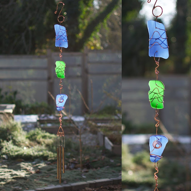 Beautiful smaller glass and copper wind chime from Coast Chimes