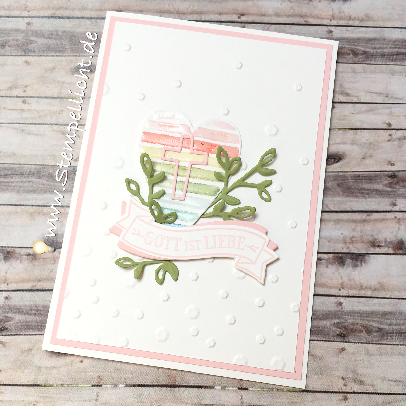 Stempellicht: Karte zur Einsegnung mit buntem Herz