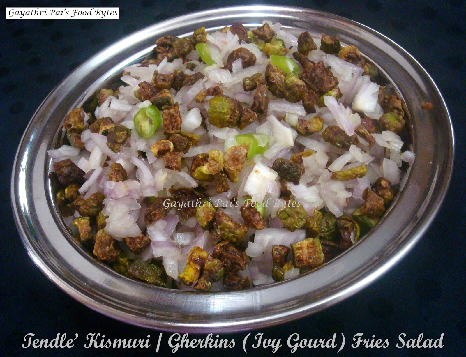 Gayathri Pai's Food Bytes Tendle’ Kismuri / Fried Gherkins Salad.