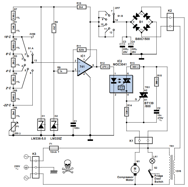 Simple Fridge Thermostat ~ Circuit Diagram and Electronic ...