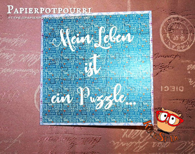 Karte mit aufgedrucktem Puzzle auf der Vorderseite