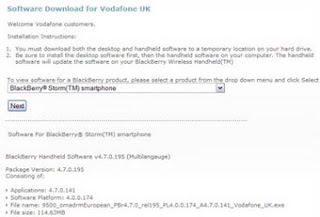 New 4.7.0.141 Firmware update for BlackBerry Storm 9500 for Vodafone UK