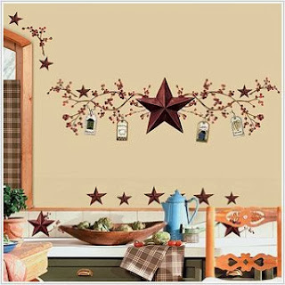 Country Stars and Berries Peel & Stick Wall Decals, 40 Count