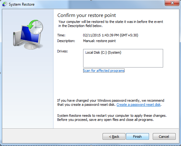 How To Recovery Our System OS On Saved Restore Point In Windows 7 And 