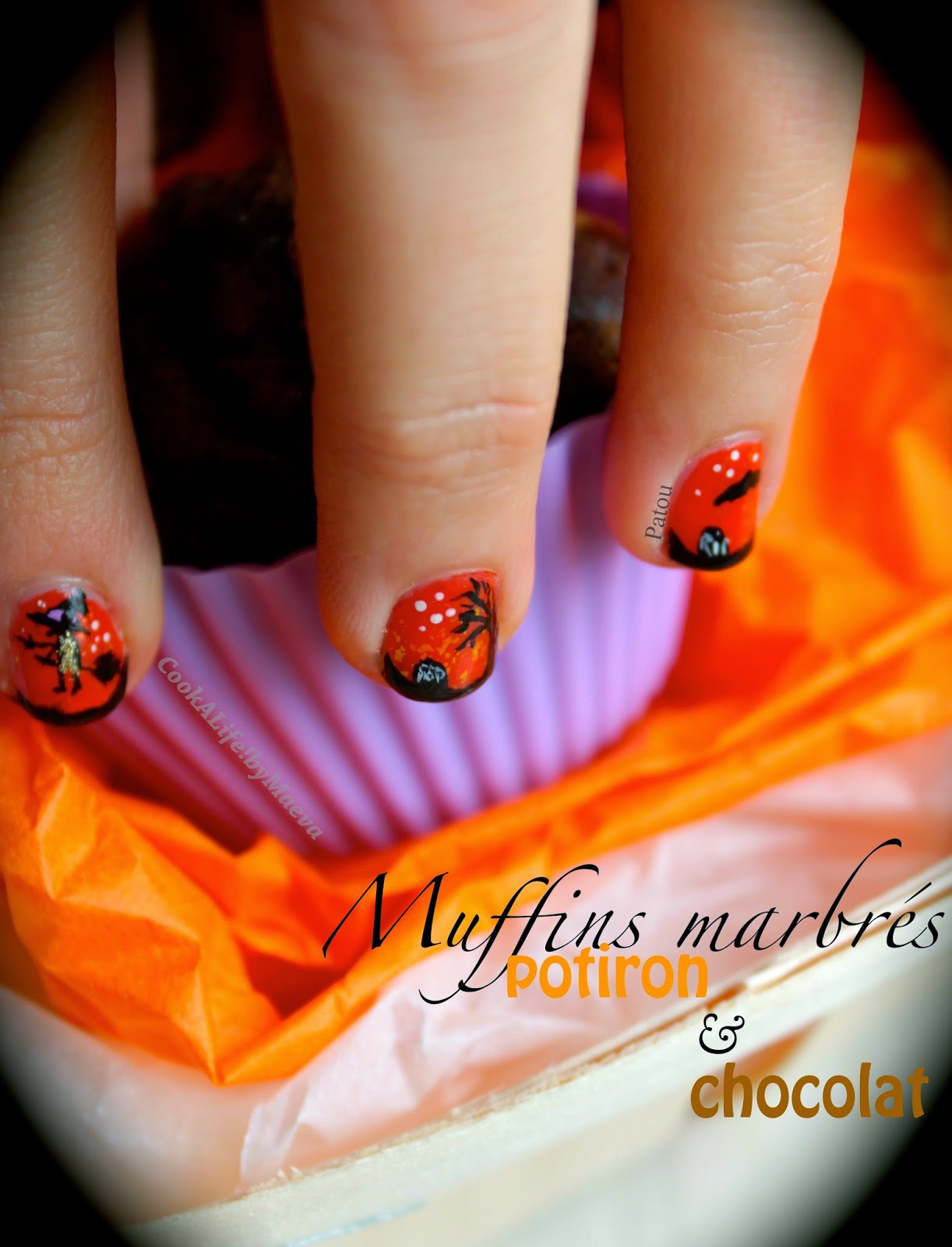 Muffins marbrés potiron & chocolat { et nail-art d'Halloween by Patou } • Cook A Life! by Maeva