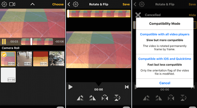 Ruotare video su iPhone app Video Rotate & Flip