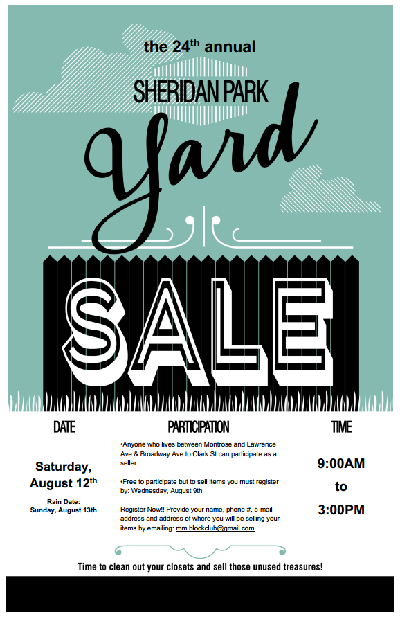 Uptown Update 24th Annual Sheridan Park Yard Sale Coming August 12
