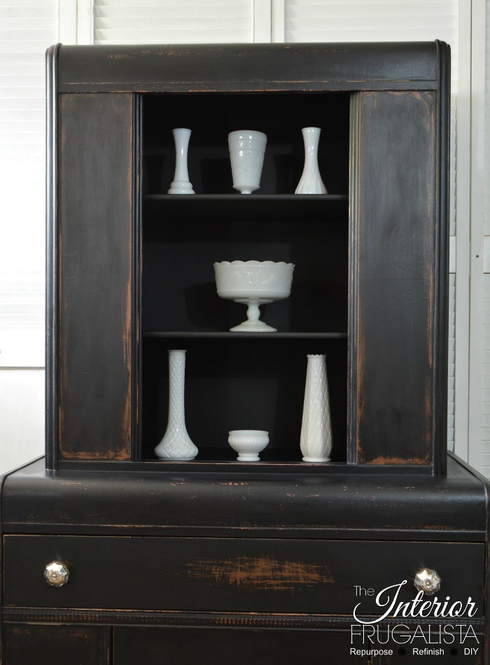 Black Painted Waterfall Hutch Interior