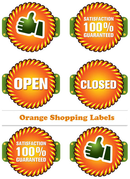 Quality Graphic Resources: Orange Shopping Labels