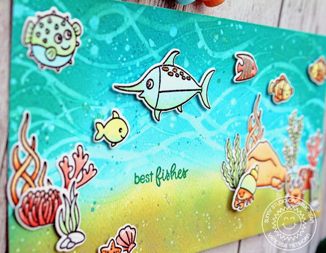 Sunny Studio Stamps: Best Fishes Magical Mermaids Oceans of Joy Best Wishes Punny Cards by Vanessa Menhorn and Anja Bytyqi