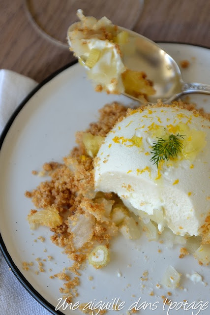 Crémeux bergamote, fenouil confit et streusel   