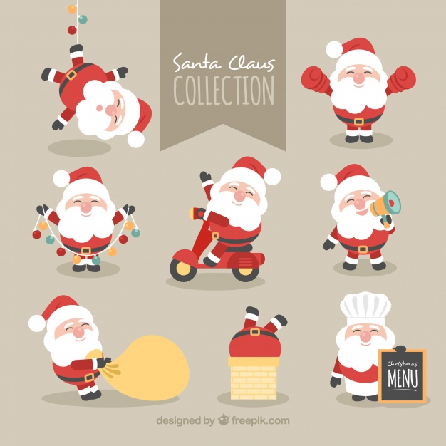 Collection of lovely character of santa claus Free Vector