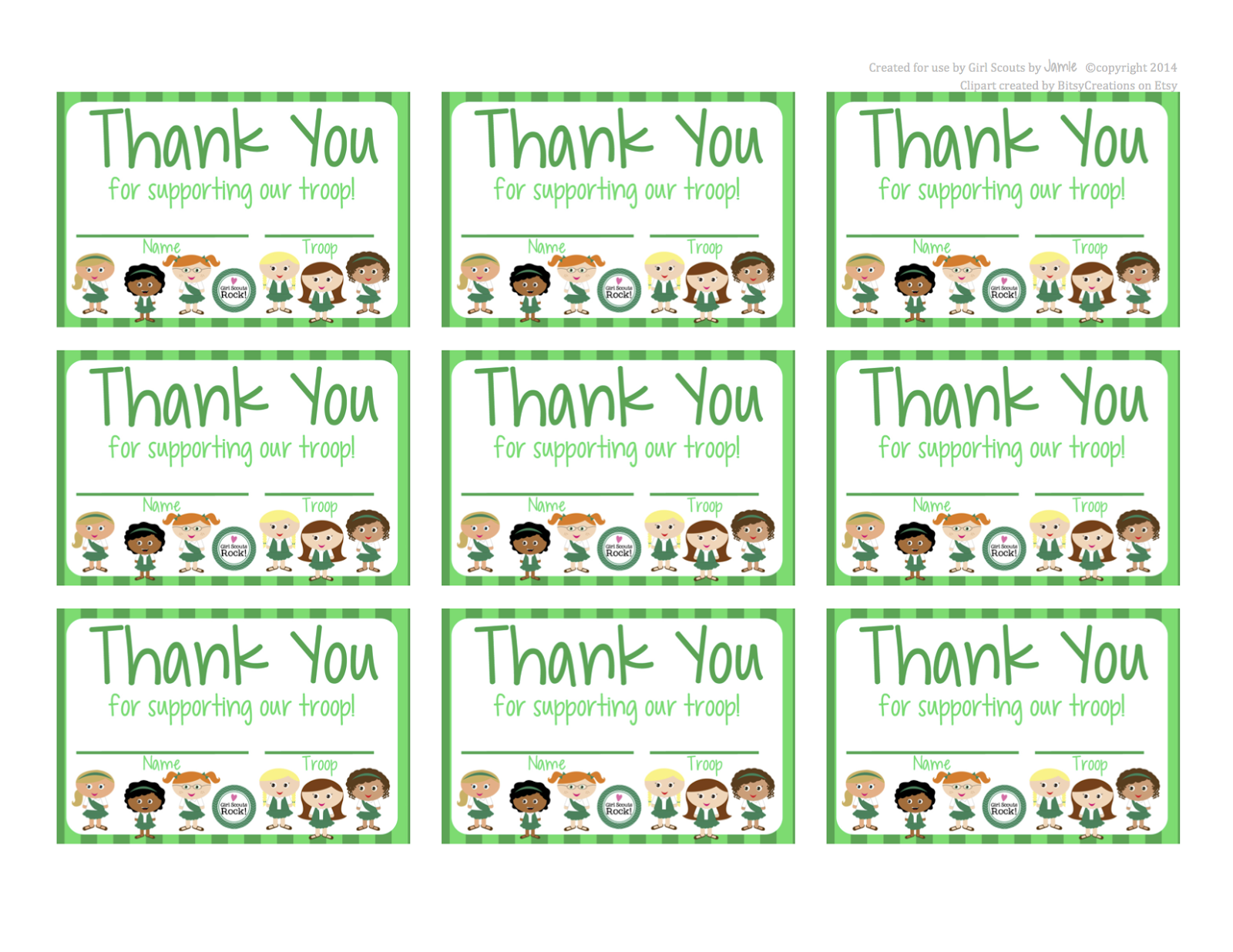 My Fashionable Designs Girl Scouts FREE Printable Thank You Cards