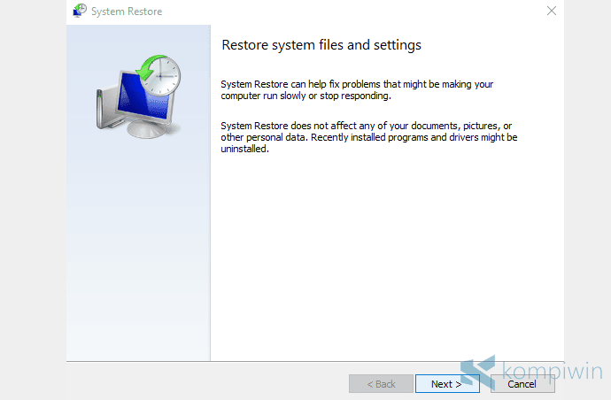 membuat system restore point