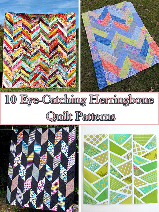 10 Eye-Catching Herringbone Quilt Patterns collected By Ashley Jones of  FaveQuilts