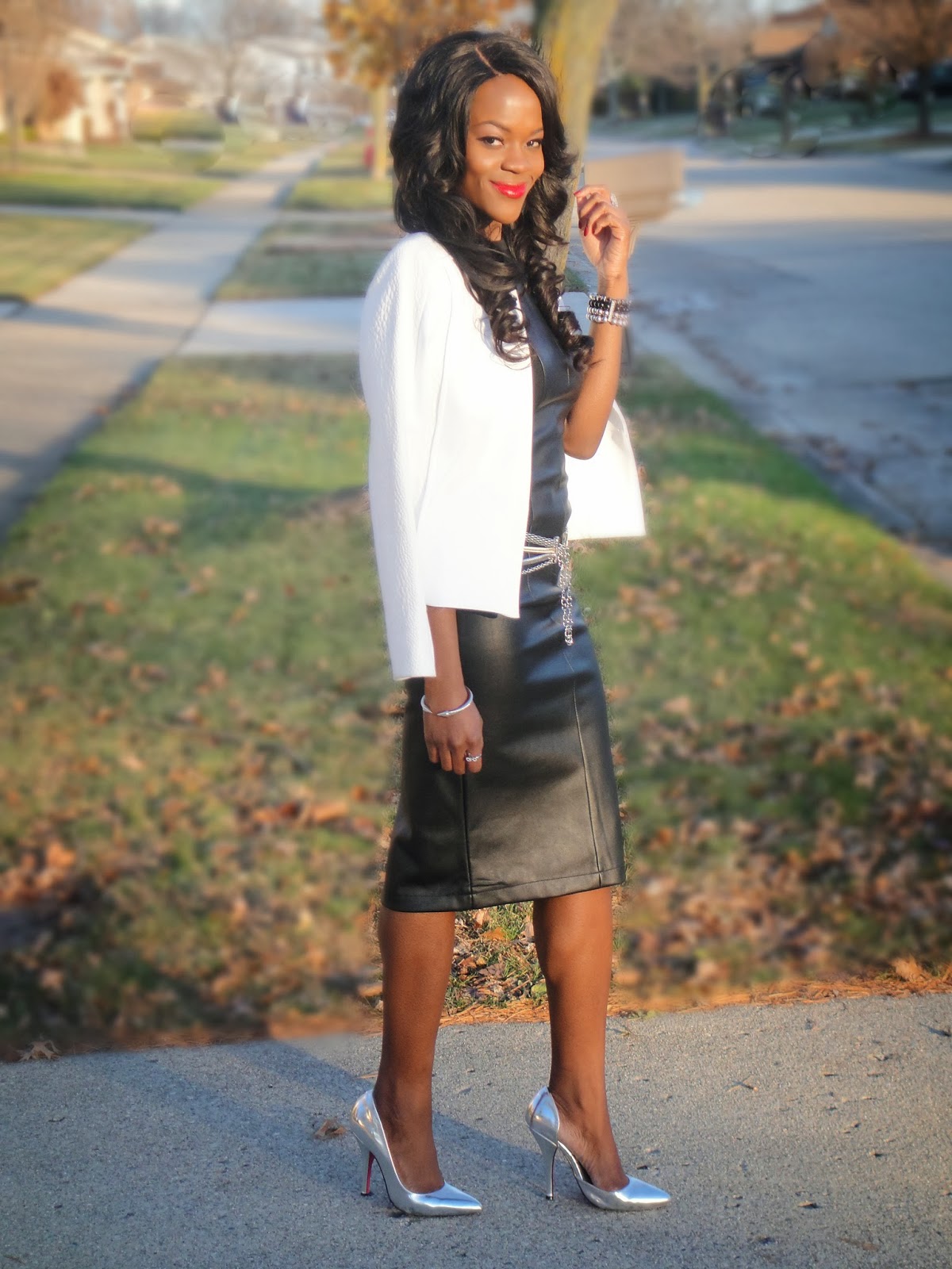 Black Leather Dress and Silver Tones - Cranberry Tantrums