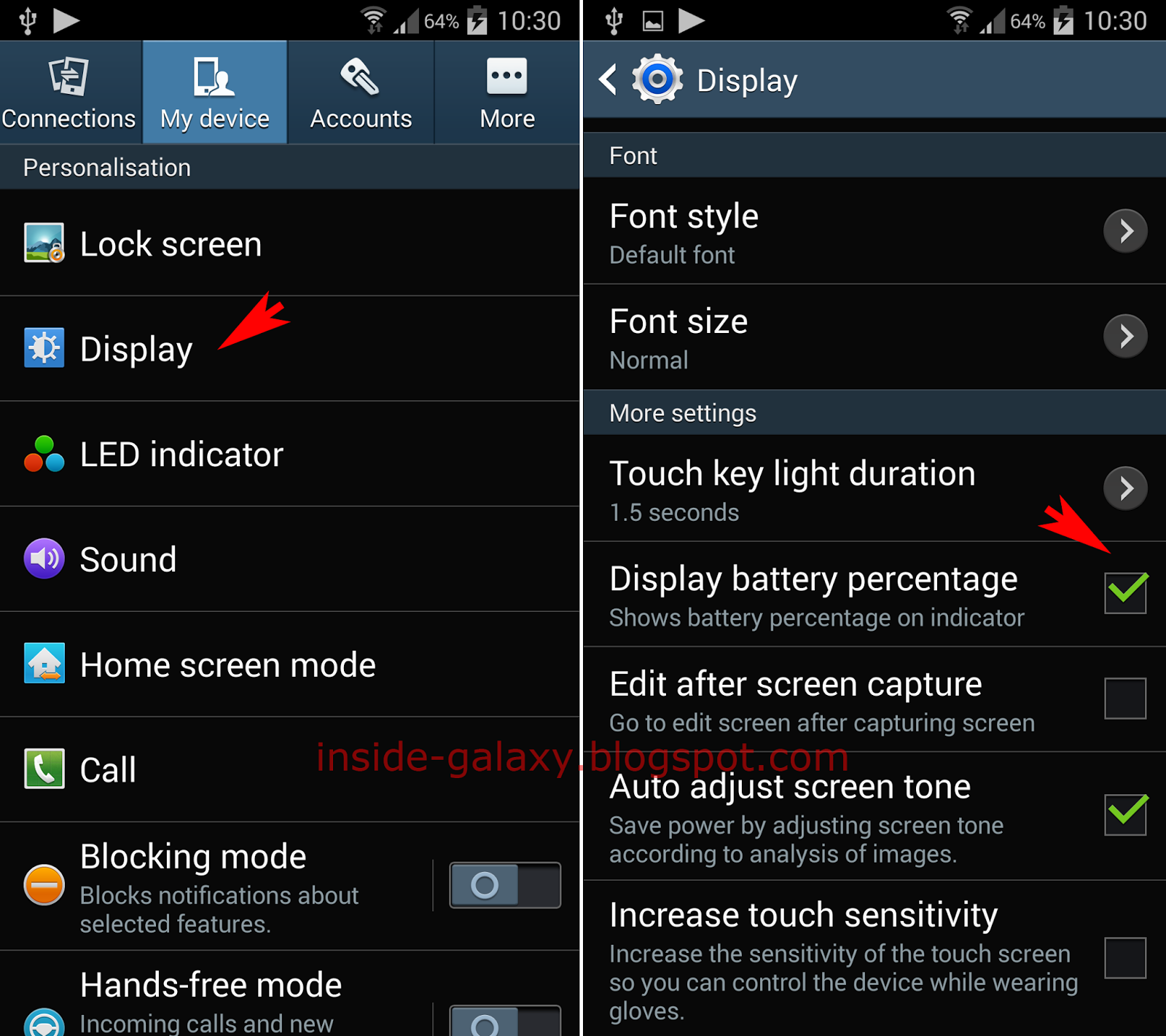 Inside Galaxy Samsung Galaxy S4 How to Display or Hide Battery