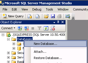 Create new SQL Database in different location using SSMS