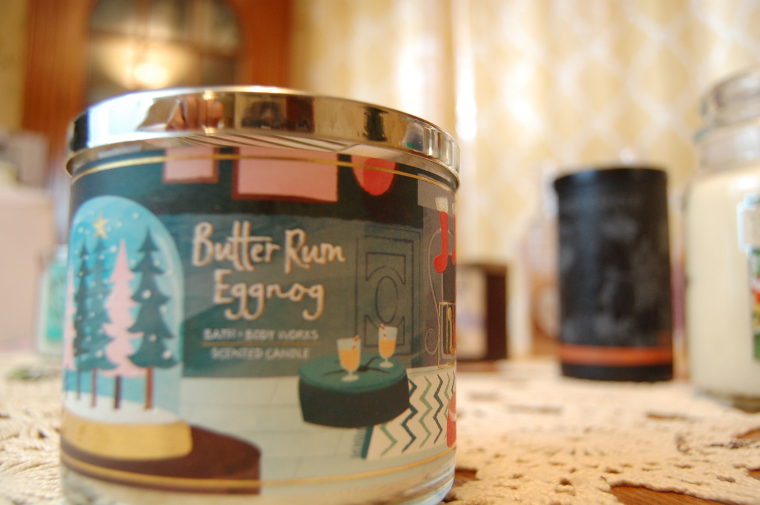 Bath & Body Works 3 Wick Butter Rum Eggnog Candle