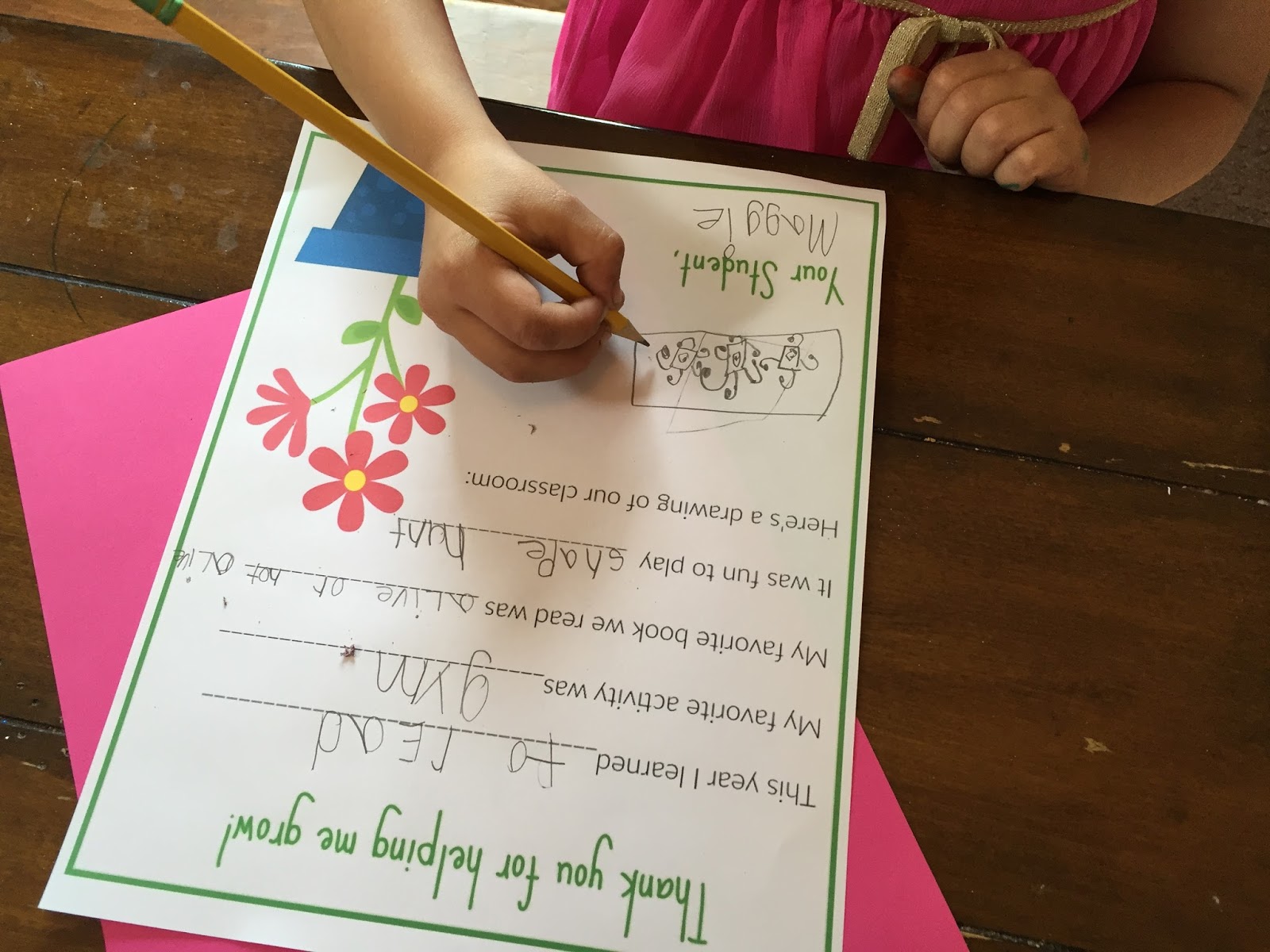 Thank You Note For Kindergarten Teacher Kindergarten