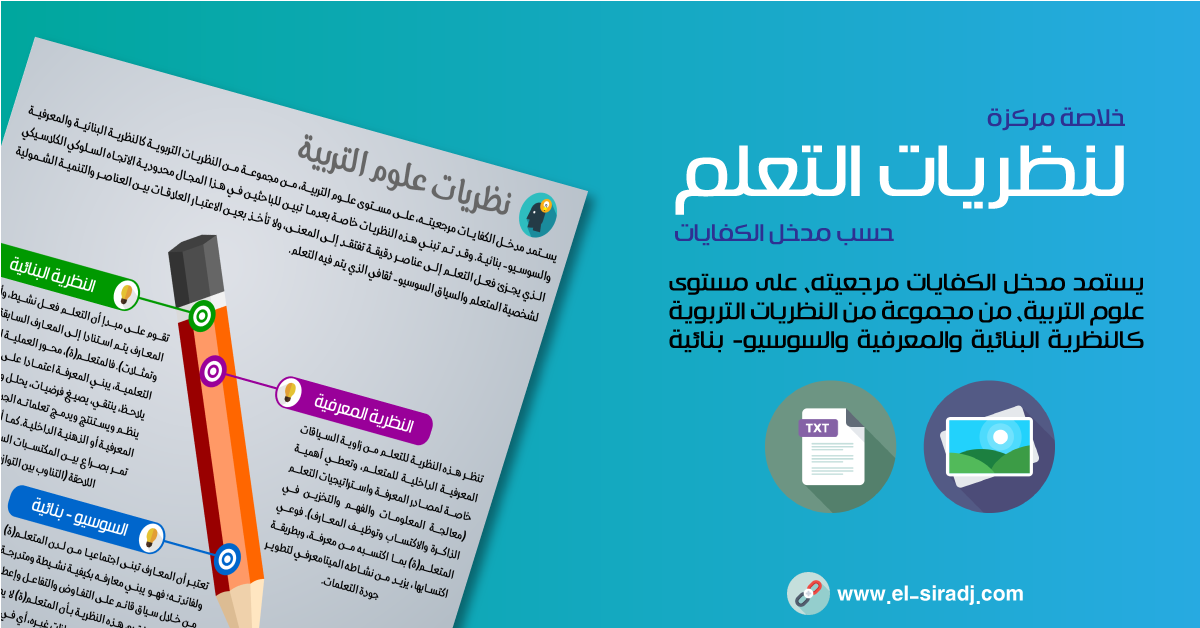 خلاصة مركزة لنظريات التعلم حسب مدخل الكفايات