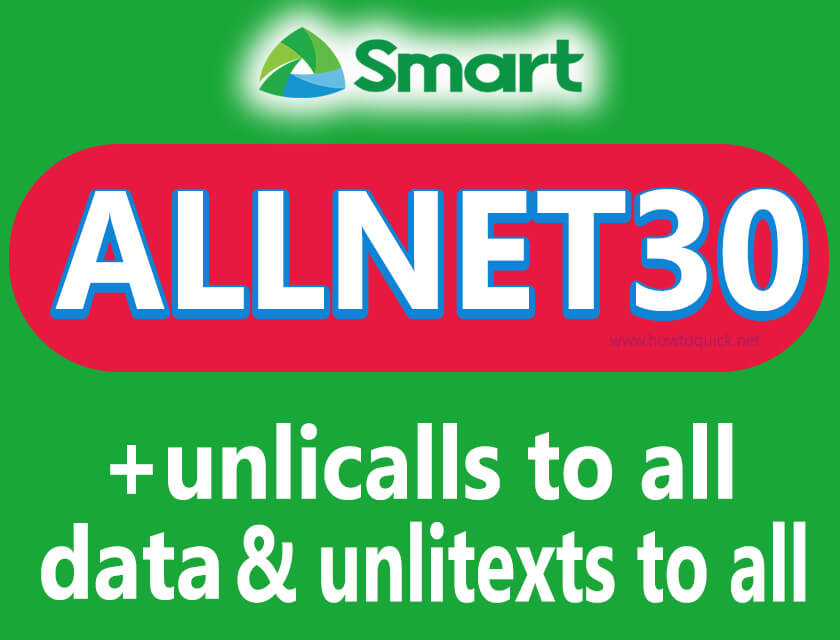 Smart 30 Unli All Net Calls and Texts to all networks + Data