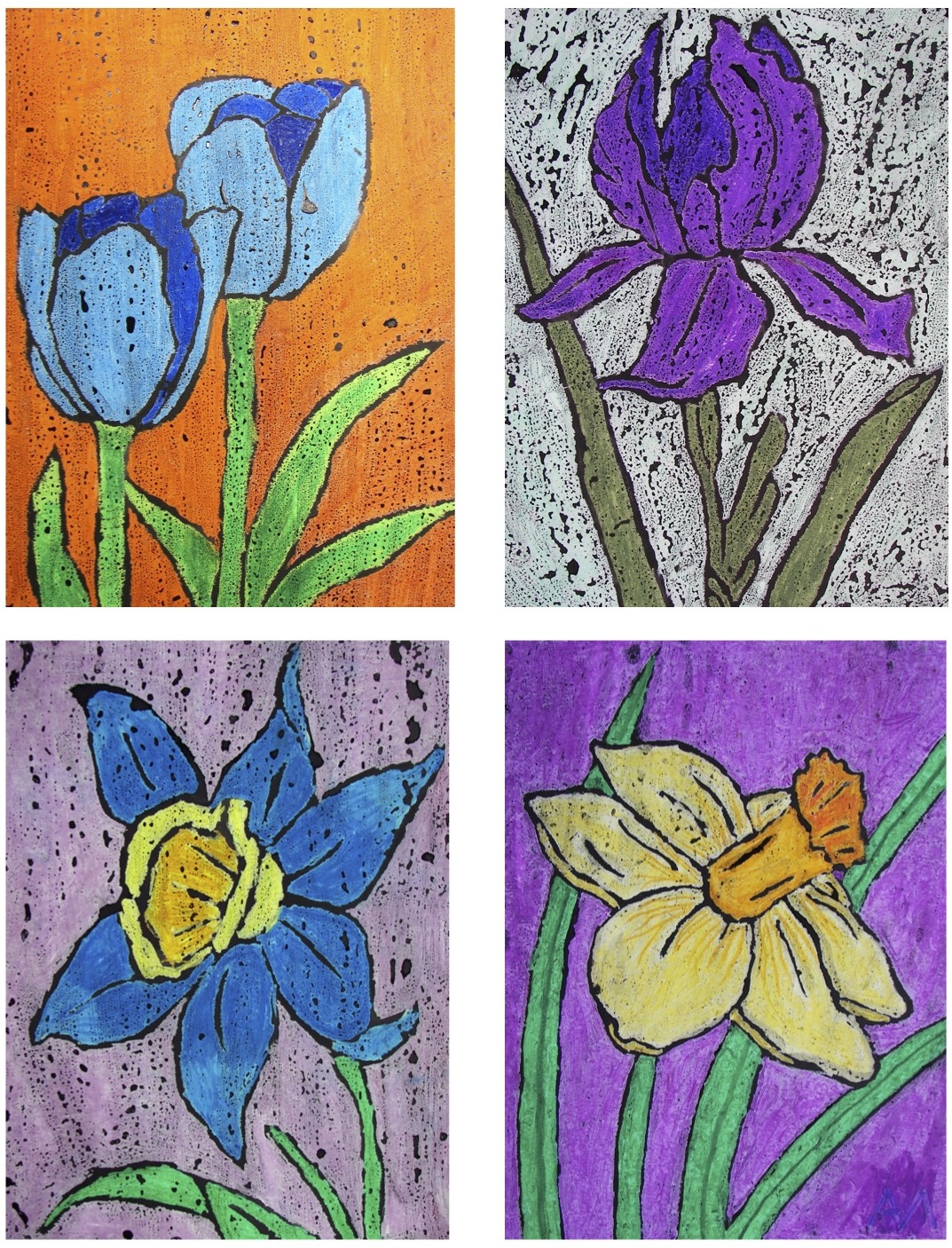 The Rolling Artroom Floral Oil Pastel Resist (7th12th General Art)