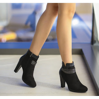 botine negre elegante de catifea negre de iarna botine negre elegante de catifea negre de iarna