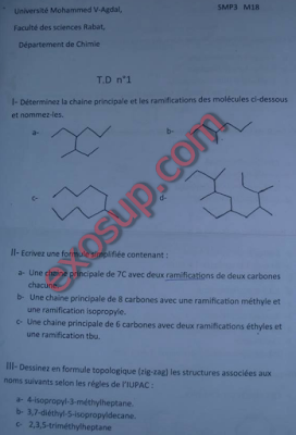 um5a fsr Rabat td chimie organique smp s3