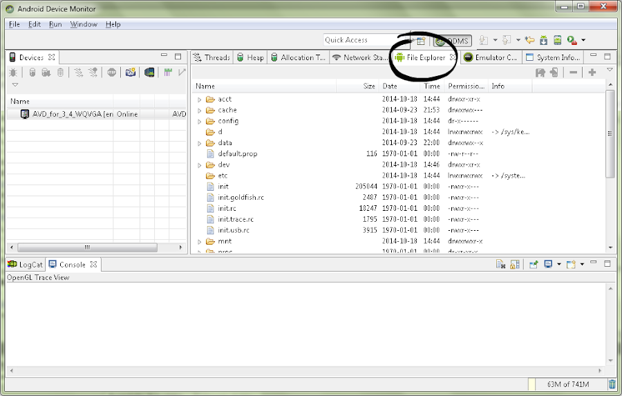 File Explorer en DDMS