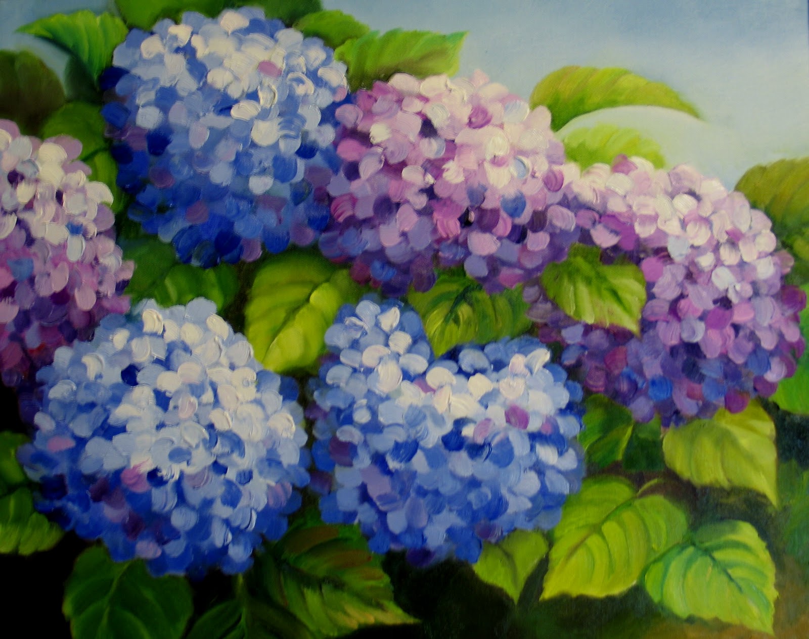Nel's Everyday Painting Hydrangea Bush SOLD