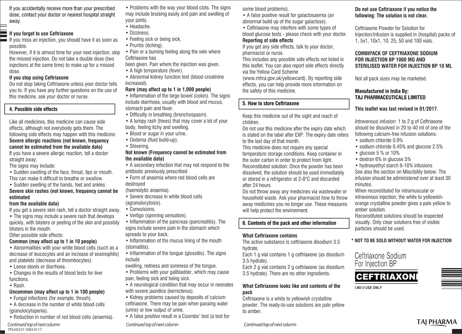 Ceftriaxone 1g Powder for solution for injection Contains the active ingredient Ceftriaxone